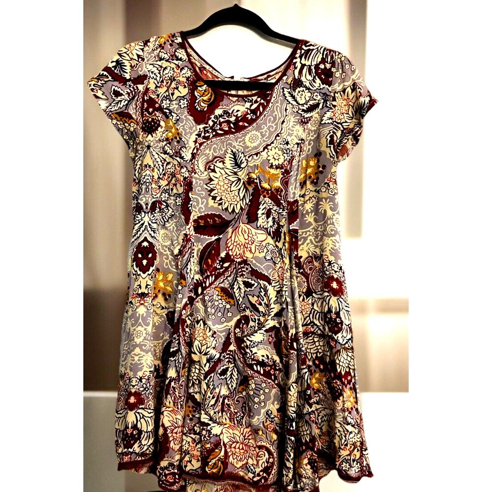 Y2K Anthropologie earthy dark fairy boho Dress Floral artsy grunge Viscose XS